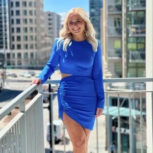 Abena Mini Dress Electric Blue Small